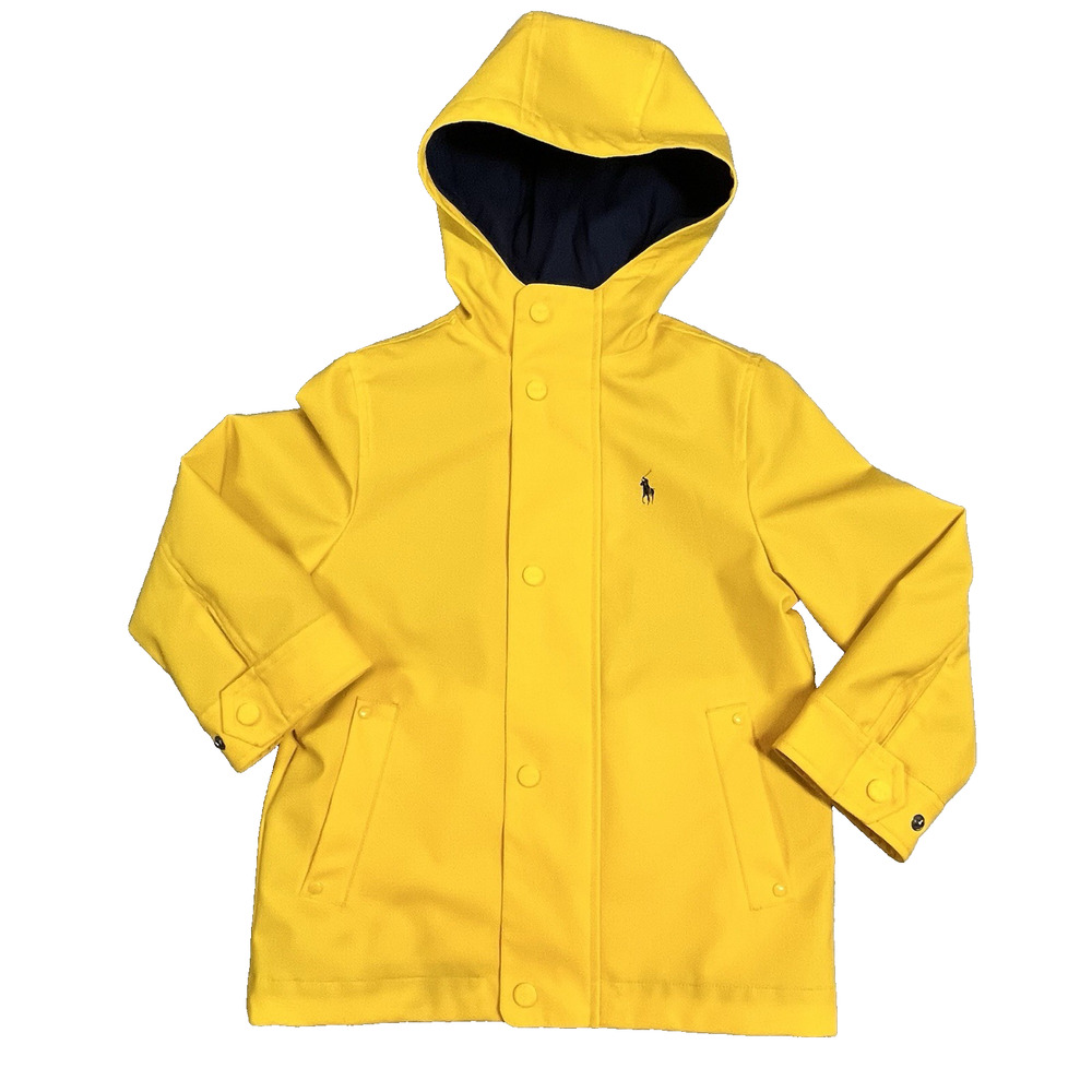 Polo Ralph Lauren Toddler 4/4TLogo Spellout Raincoat Hooded Jacket Yellow FLAW